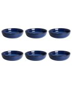 6 platos hondos de cerámica azul luna azul - D.18