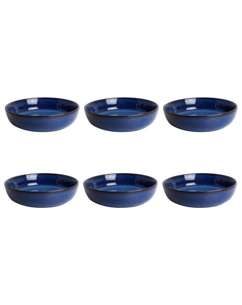 6 platos hondos de cerámica azul luna azul - D.18
