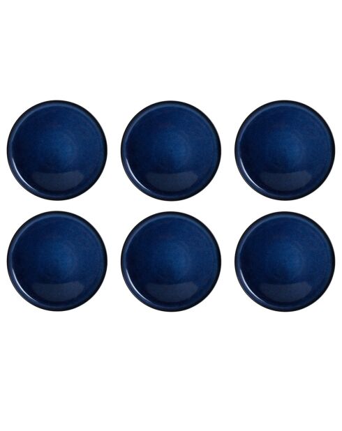 6 platos grandes de cerámica azul luna azul - D.27 cm