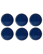 6 platos de postre de cerámica azul Blue Moon - D.20 cm