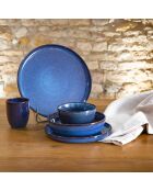 6 platos de postre de cerámica azul Blue Moon - D.20 cm