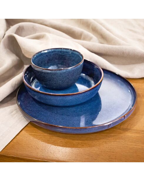 6 platos grandes de cerámica azul luna azul - D.27 cm