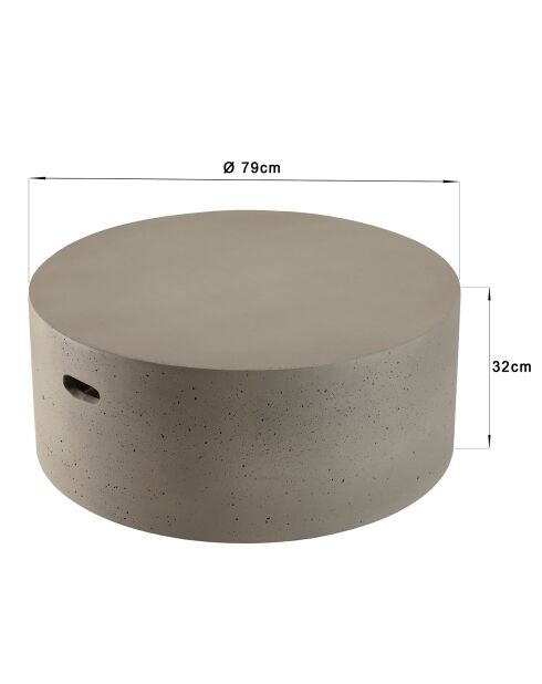 Table basse ronde béton grise - 79x79x32 cm