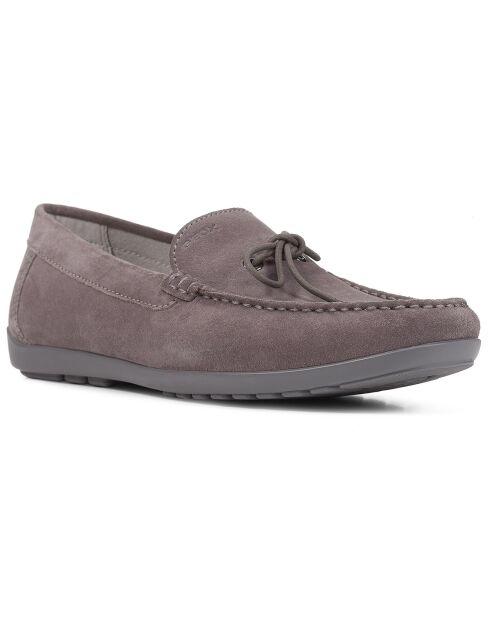 Mocassins en Velours de Cuir Tivoli gris