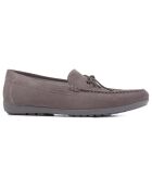 Mocassins en Velours de Cuir Tivoli gris