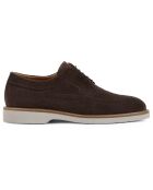 Derbies en Velours de Cuir Gubbio brun foncé