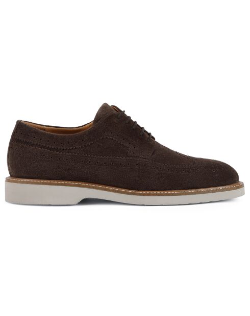 Derbies en Velours de Cuir Gubbio brun foncé