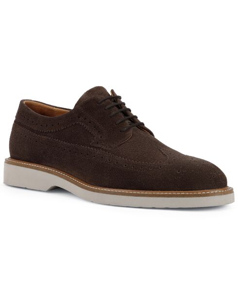Derbies en Velours de Cuir Gubbio brun foncé