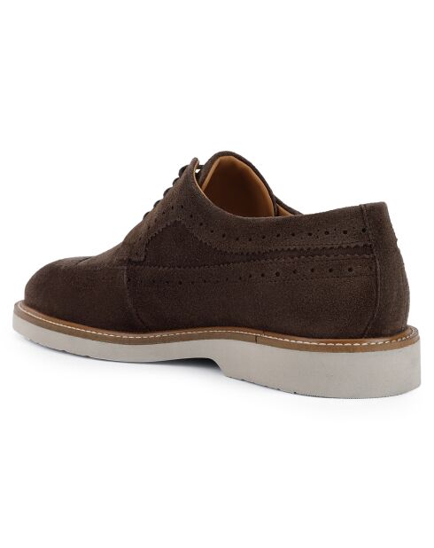 Derbies en Velours de Cuir Gubbio brun foncé