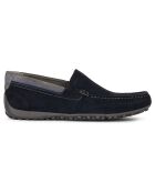 Mocassins en Velours de Cuir Snake bleu marine