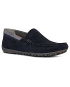 Mocassins en Velours de Cuir Snake bleu marine