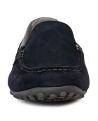 Mocassins en Velours de Cuir Snake bleu marine