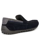 Mocassins en Velours de Cuir Snake bleu marine