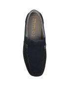 Mocassins en Velours de Cuir Snake bleu marine