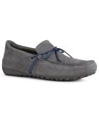 Mocassins en Velours de Cuir Snake gris