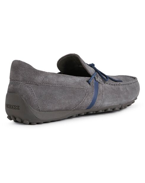 Mocassins en Velours de Cuir Snake gris