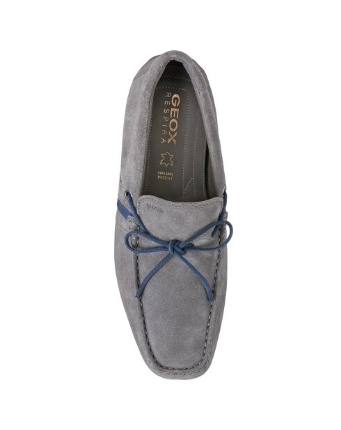 Mocassins en Velours de Cuir Snake gris