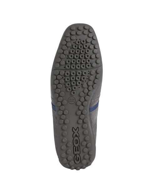Mocassins en Velours de Cuir Snake gris