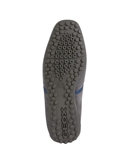 Mocassins en Velours de Cuir Snake gris