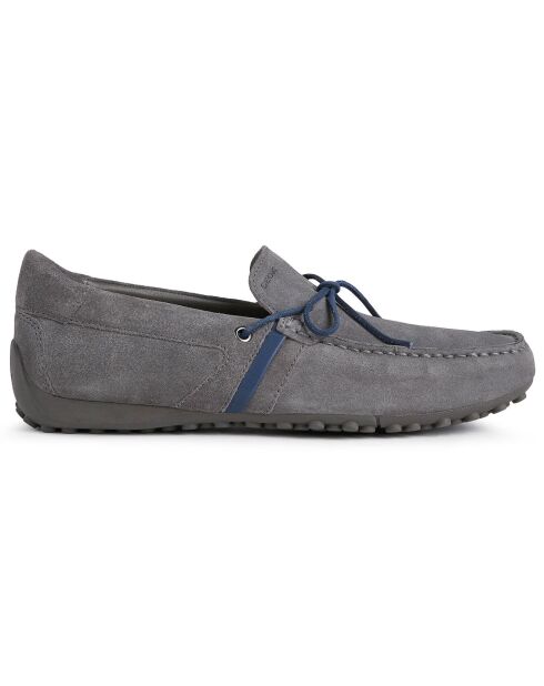 Mocassins en Velours de Cuir Snake gris