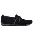 Mocassins en Velours de Cuir Snake bleu marine
