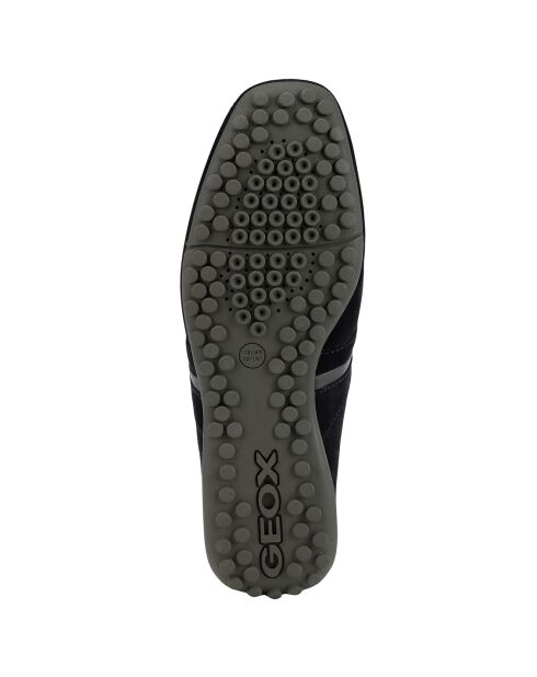 Mocassins en Velours de Cuir Snake bleu marine