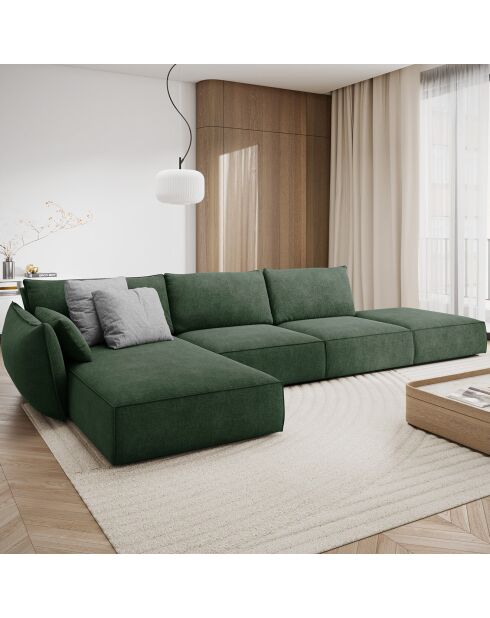 Canapé D'Angle Gauche Vanda 5 Places 1 vert bouteille - 386x166x85 cm