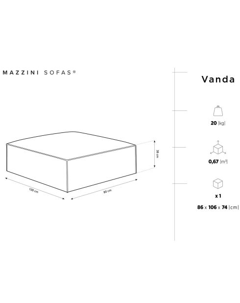 Pouf Vanda bleu roi - 100x80x36 cm