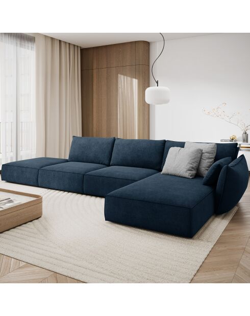 Canapé D'Angle Droit Vanda 5 Places 1 bleu roi - 386x166x85 cm
