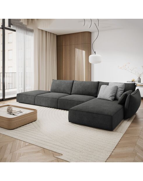Canapé D'Angle Droit Vanda 5 Places 1 gris - 386x166x85 cm