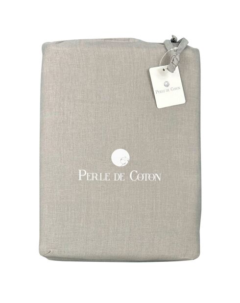 2 Taies d'oreiller 100% Lin lavé perle