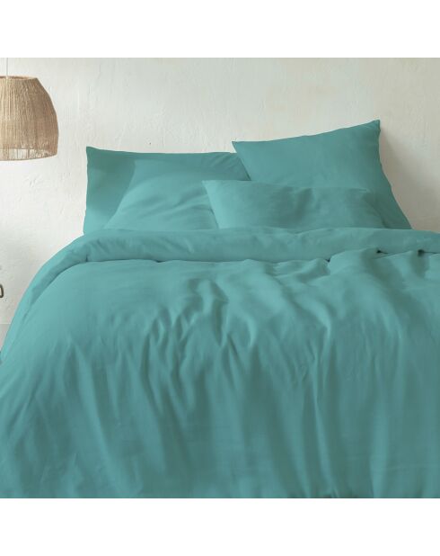 Parure housse de couette 100% Lin lavé celadon