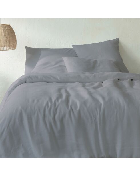 Parure housse de couette 100% Lin lavé perle
