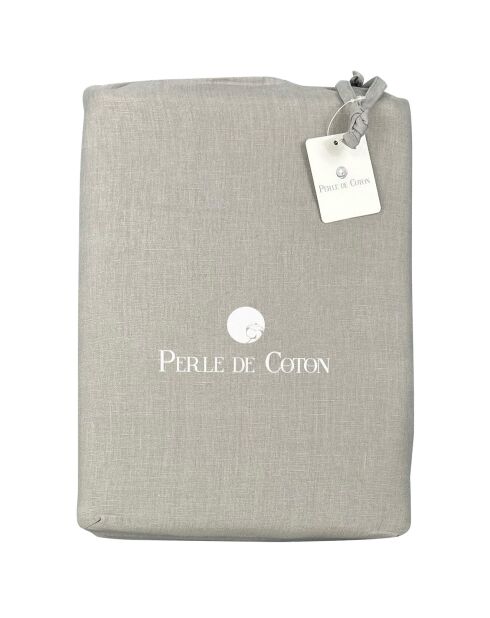 Parure housse de couette 100% Lin lavé perle