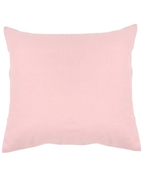 Juego de funda nórdica rosa de lino 100% lavado