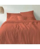 Parure housse de couette 100% Lin lavé terracota
