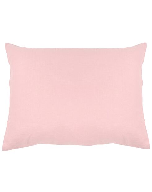 2 Taies d'oreiller 100% Lin lavé roses