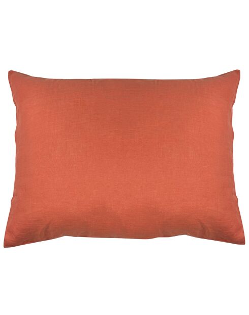 2 Taies d'oreiller 100% Lin lavé terracota