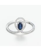 Zagreb Ring aus 0,2 Karat Diamanten und 0,25 Karat Saphir-Weißgold
