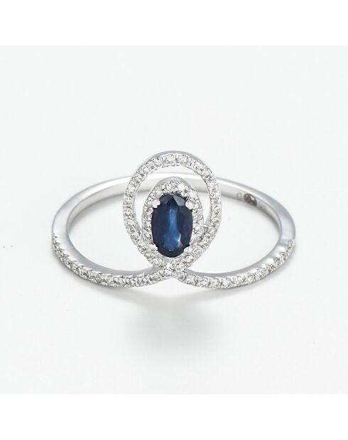 Zagreb Ring aus 0,2 Karat Diamanten und 0,25 Karat Saphir-Weißgold