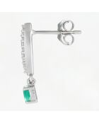 Boucles d'oreilles Savitr Diamants 0.08 ct & Emeraudes 0.34 ct or blanc