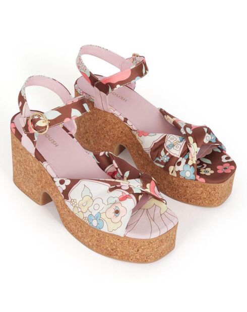 Sandales imprimées chocolat - Talon 9 cm