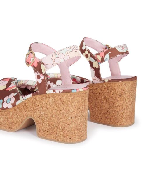 Sandales imprimées chocolat - Talon 9 cm