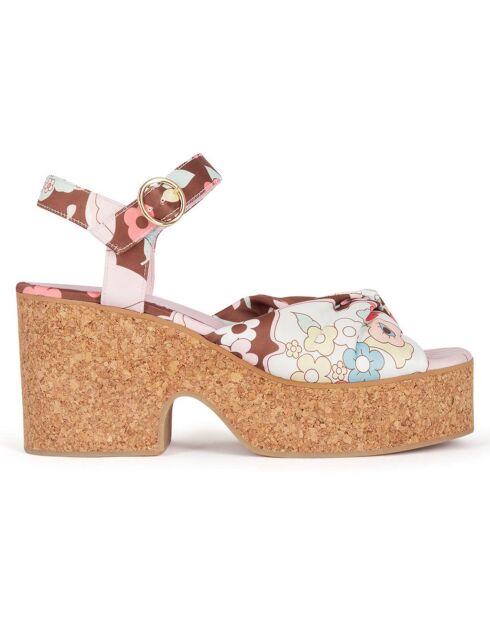 Sandales imprimées chocolat - Talon 9 cm