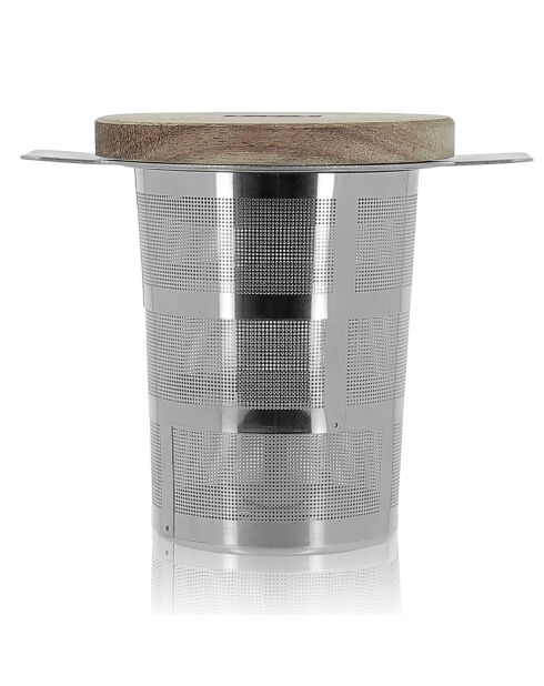 Infuseur à thé rétractable avec couvercle Luke gris/marron - 9.8x7x8.2 cm