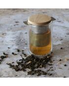 Infuseur à thé rétractable avec couvercle Luke gris/marron - 9.8x7x8.2 cm