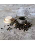 Infuseur à thé rétractable avec couvercle Luke gris/marron - 9.8x7x8.2 cm