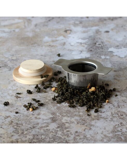Infuseur à thé rétractable avec couvercle Luke gris/marron - 9.8x7x8.2 cm