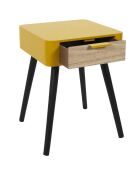 Chevet 1 tiroir en bois jaune moutarde/noir - 35x48x40 cm