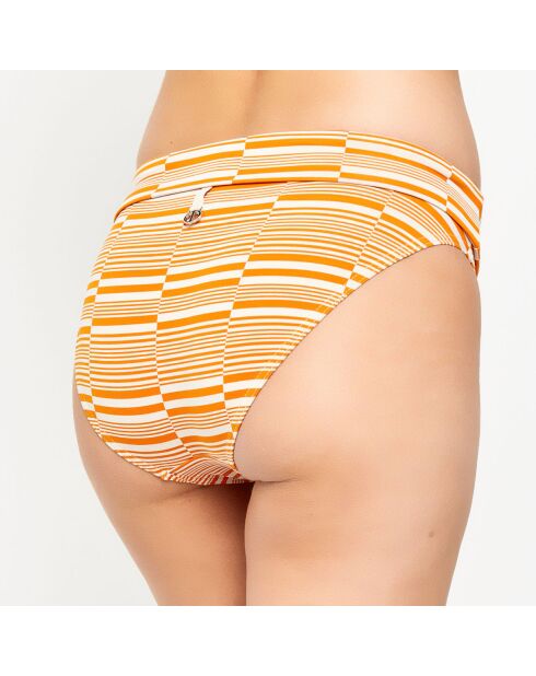Bas de maillot de bain Lorea à rayures orange abricot/blanc